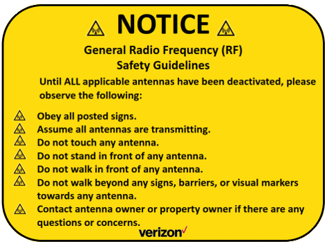 Verizon RF Signs - Plastic (PVC)